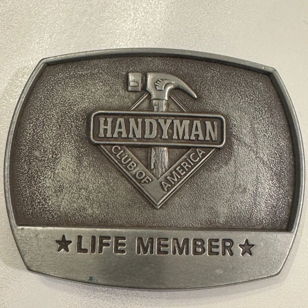 Handyman Club of America Life Member Belt Buckle Vintage 1996 Pewter Finish‎